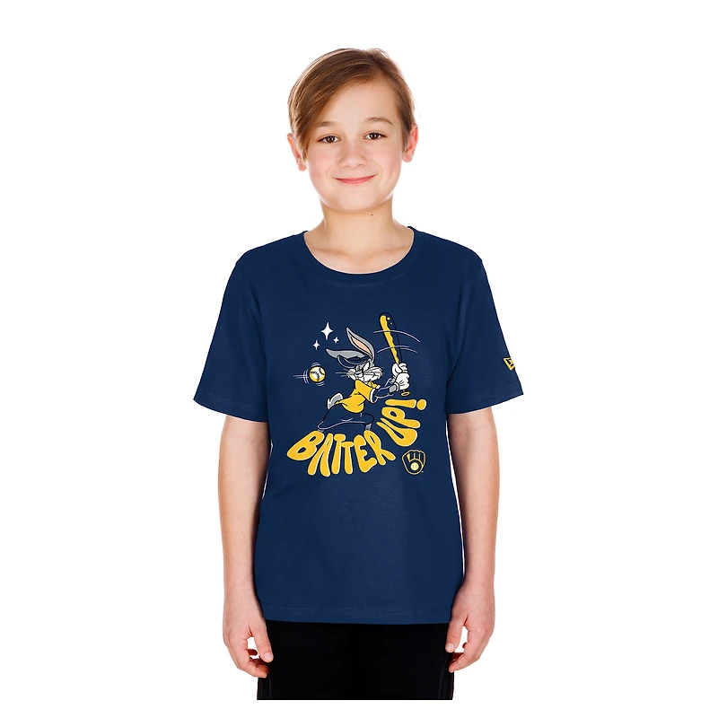 Youth New Era  Navy Milwaukee Brewers Looney Tunes T-Shirt