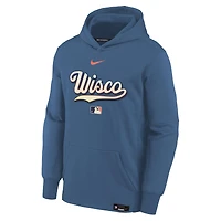 Youth Nike Blue Milwaukee Brewers 2026 City Connect Authentic Collection Therma-FIT Hoodie