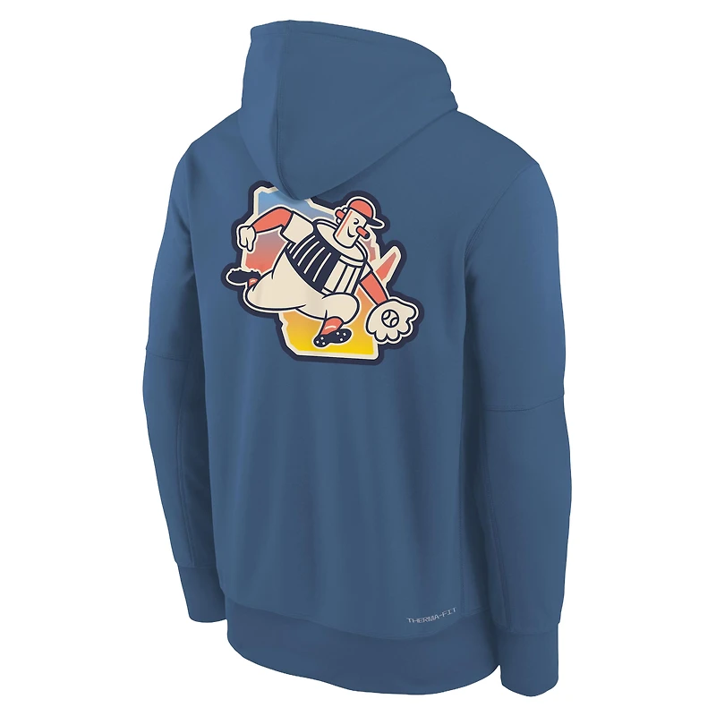 Sweat à capuche Nike Therma-FIT bleu Milwaukee Brewers 2026 City Connect Authentic Collection pour jeunes