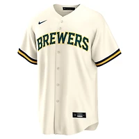 Youth Nike Brice Turang Cream Milwaukee Brewers Home Replica Jersey