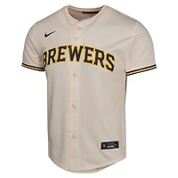 Youth Nike Christian Yelich Cream Milwaukee Brewers Home Game Player Jersey