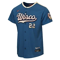 Youth Nike Christian Yelich Mineral Blue Milwaukee Brewers 2026 City Connect Stadium Jersey