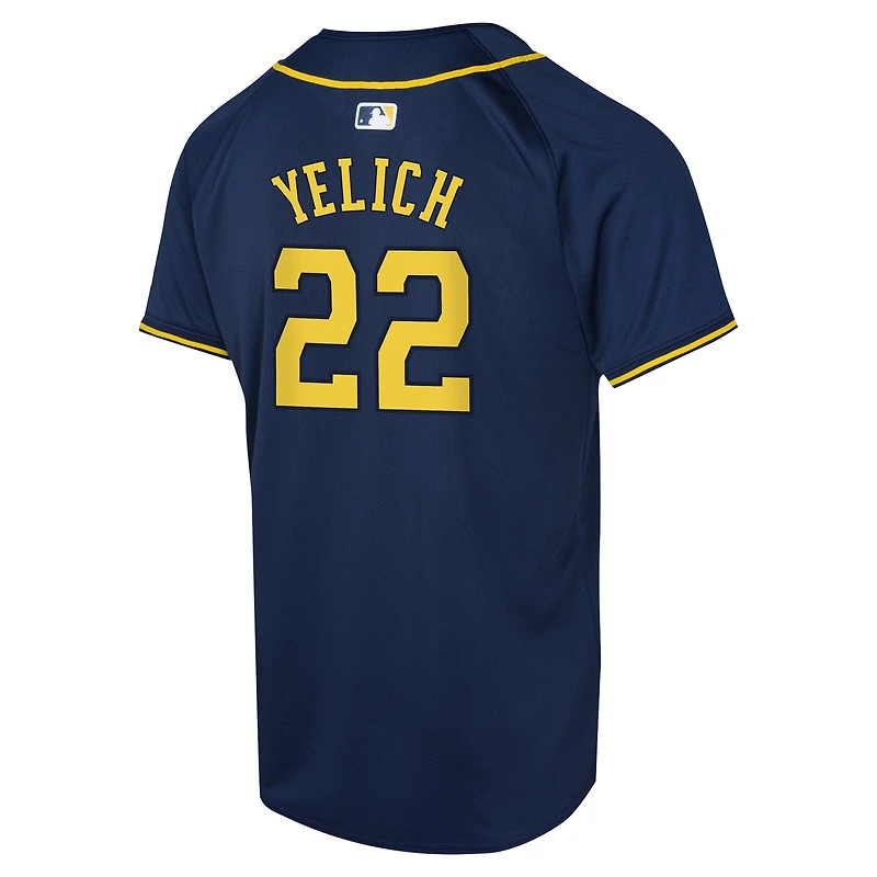 Maillot de joueur alternatif limité Nike Christian Yelich pour jeunes des Milwaukee Brewers la marine