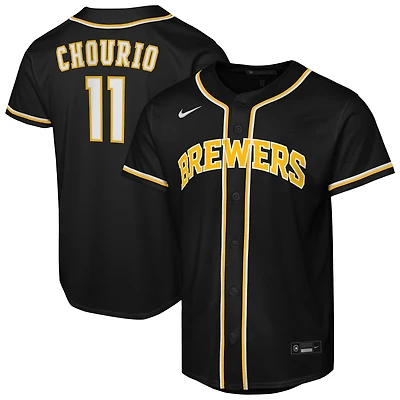Maillot réplique de joueur Nike Jackson Chourio noir des Milwaukee Brewers pour jeunes