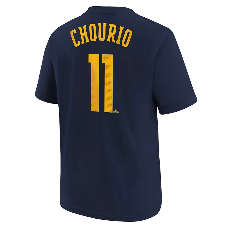 Youth Nike Jackson Chourio Navy Milwaukee Brewers Name & Number T-Shirt
