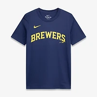 Youth Nike Jackson Chourio Navy Milwaukee Brewers Name & Number T-Shirt
