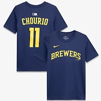 Youth Nike Jackson Chourio Navy Milwaukee Brewers Name & Number T-Shirt