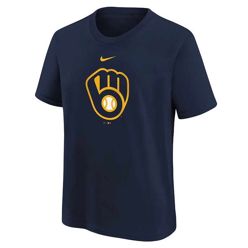 Youth Nike  Navy Milwaukee Brewers Large Logo T-Shirt