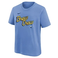 Youth Nike  Powder Blue Milwaukee Brewers City Connect Wordmark T-Shirt