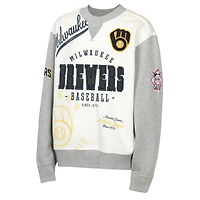 Youth Outerstuff  Cream/Gray Milwaukee Brewers Big League Power Hit Fleece Sweatshirt