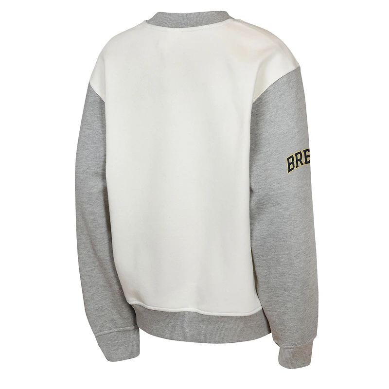 Sweat-shirt en polaire Youth Outerstuff crème/gris Milwaukee Brewers Big League Power Hit