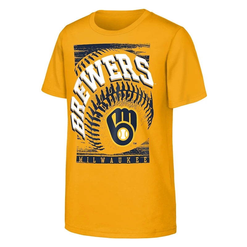 T-shirt Outerstuff Gold pour jeunes, Milwaukee Brewers Speed Pitch