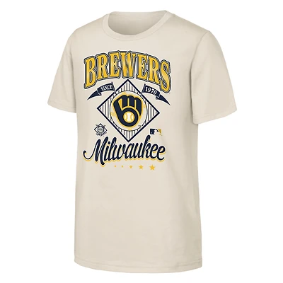 Youth Outerstuff  Natural Milwaukee Brewers Triple Hit T-Shirt