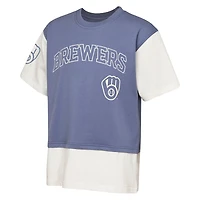 Youth Outerstuff  Navy/Cream Milwaukee Brewers Ultimate Pastels Premium Double Run T-Shirt