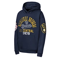 Youth Outerstuff  Navy Milwaukee Brewers Premium Sweep Fleece Hoodie