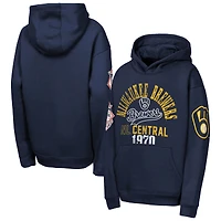 Youth Outerstuff  Navy Milwaukee Brewers Premium Sweep Fleece Hoodie