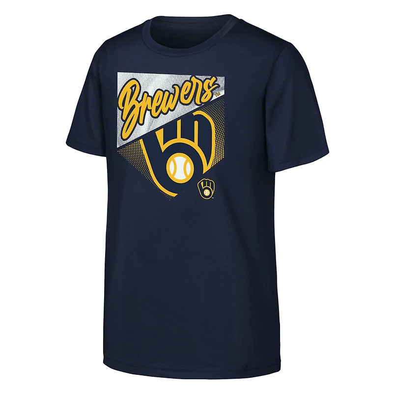 T-shirt Outerstuff bleu marine Milwaukee Brewers Prime Plate pour jeunes