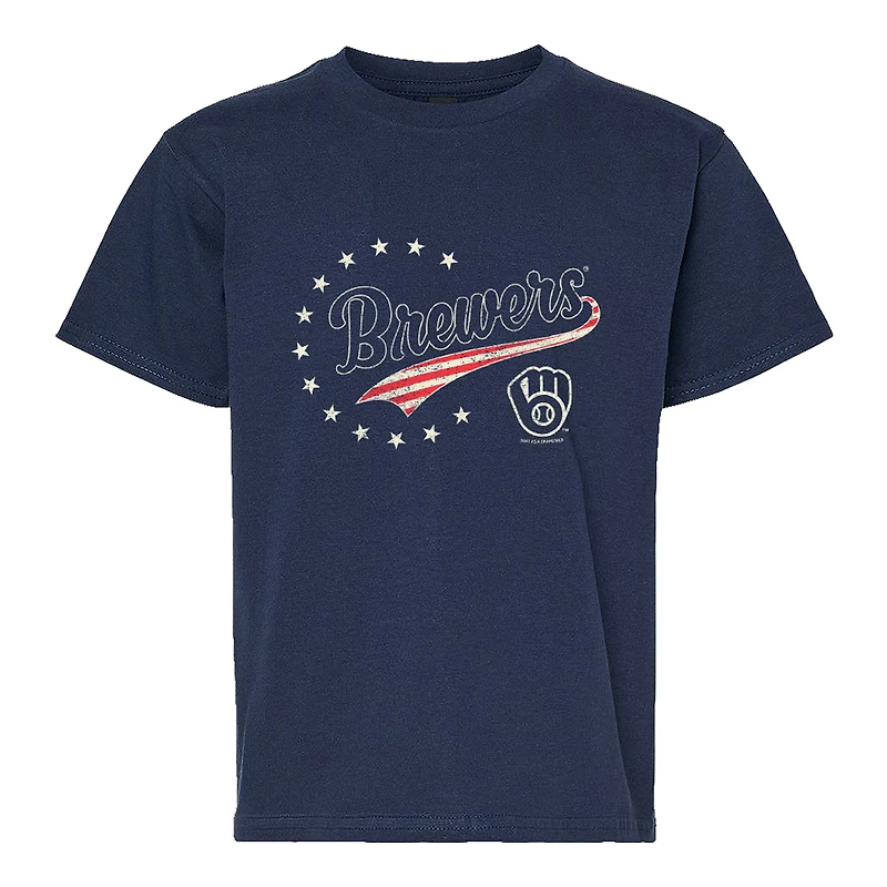 Youth Soft as a Grape Navy Milwaukee Brewers Americana T-Shirt