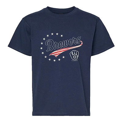 Youth Soft as a Grape Navy Milwaukee Brewers Americana T-Shirt