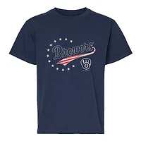 Youth Soft as a Grape Navy Milwaukee Brewers Americana T-Shirt