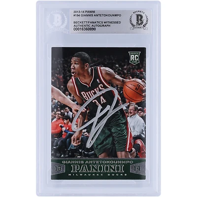 Giannis Antetokounmpo Milwaukee Bucks Autographié 2013-14 Panini Silver Ink #194 Beckett Fanatics Witnessed Carte Rookie Authentifiée