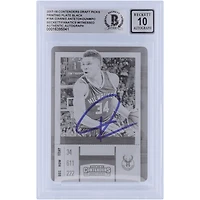 Giannis Antetokounmpo Milwaukee Bucks Autographed 2017-18 Panini Contenders Optic Draft Picks Black Printing Plate #18 #1/1 Beckett Fanatics Witnessed Authenticated 10 Card 