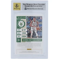Giannis Antetokounmpo Milwaukee Bucks Autographed 2019-20 Panini Contenders Optic Veteran Ticket Gold #VT-GAN #4/10 BGS Authenticated 8.5/10 Card - 9.5,8,9.5,9.5 Subgrades