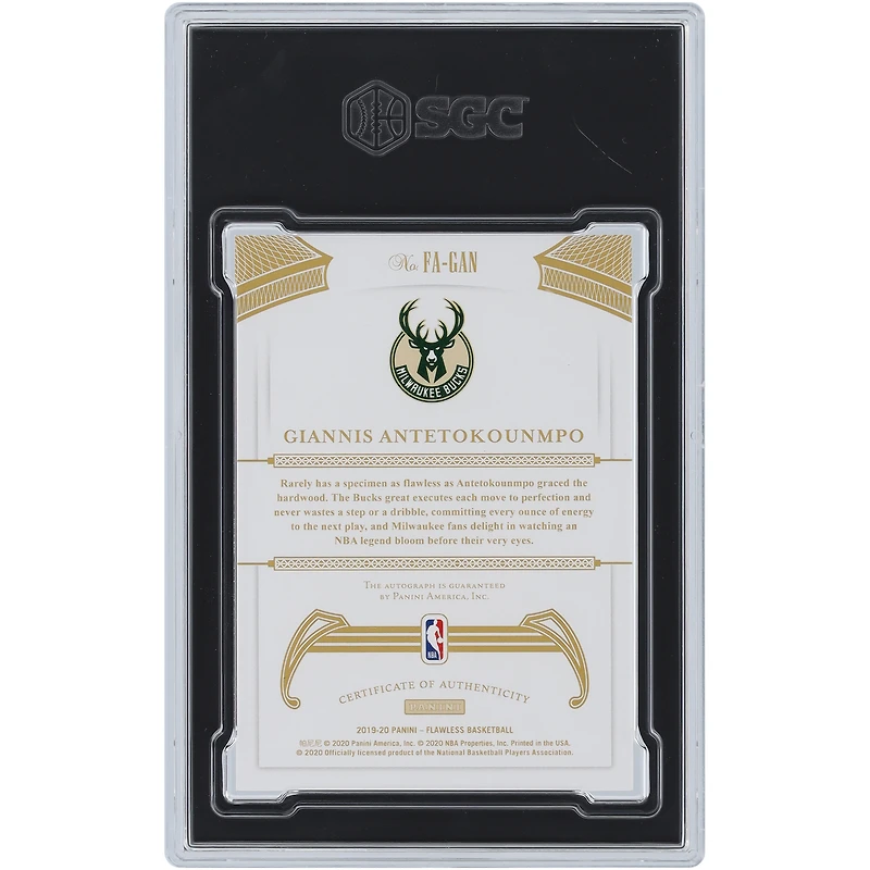 Giannis Antetokounmpo Milwaukee Bucks Autographed 2019-20 Panini Flawless Ruby #FA-GAN #2/15 SGC Authenticated 9/10 Card 