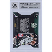 Carte Panini Obsidian Pitch Black Yellow Etch #26 #2/10 signée Giannis Antetokounmpo Milwaukee Bucks 2020-21 authentifiée par Beckett Fanatics 9/10