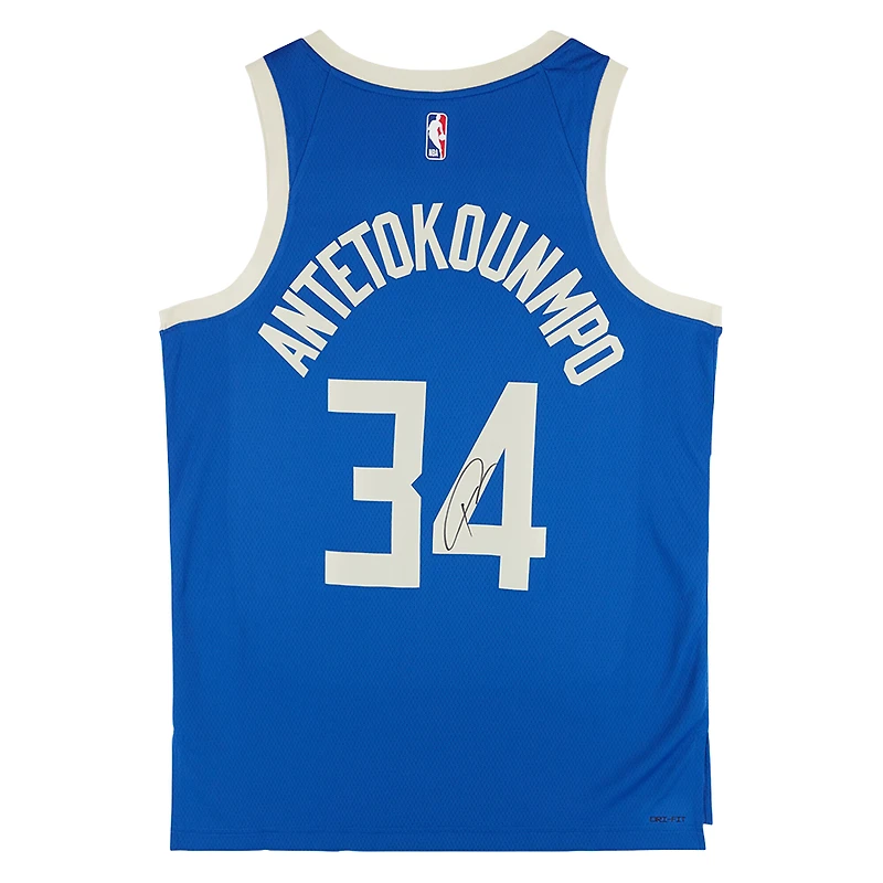 Giannis Antetokounmpo Milwaukee Bucks Autographed Nike 2024-25 Blue City Edition Swingman Jersey 