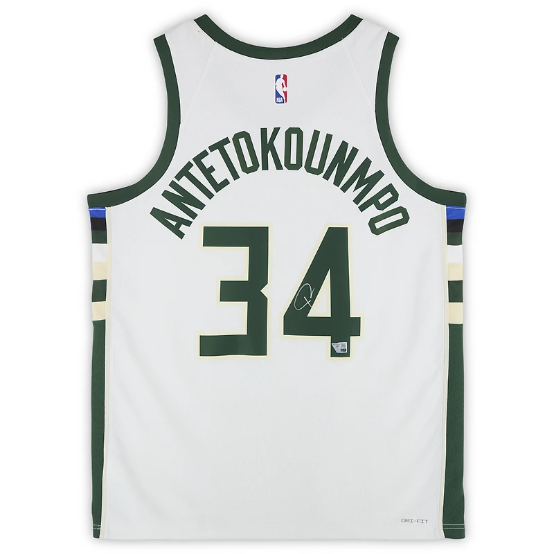 Giannis Antetokounmpo Milwaukee Bucks Autographed Nike White Association Swingman Jersey