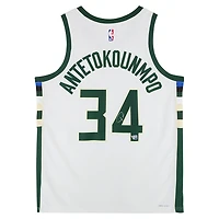 Giannis Antetokounmpo Milwaukee Bucks Autographed Nike White Association Swingman Jersey