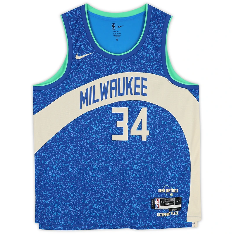 Giannis Antetokounmpo Milwaukee Bucks Autographed Royal Nike 2023-24 City Edition Swingman Jersey
