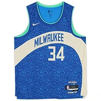 Giannis Antetokounmpo Milwaukee Bucks Autographed Royal Nike 2023-24 City Edition Swingman Jersey