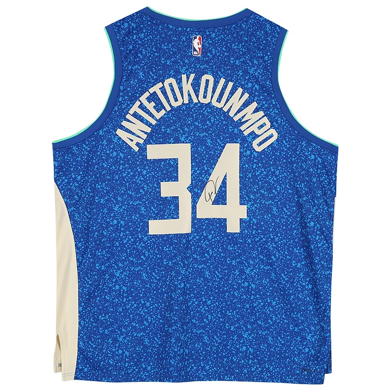 Giannis Antetokounmpo Milwaukee Bucks Autographed Royal Nike 2023-24 City Edition Swingman Jersey