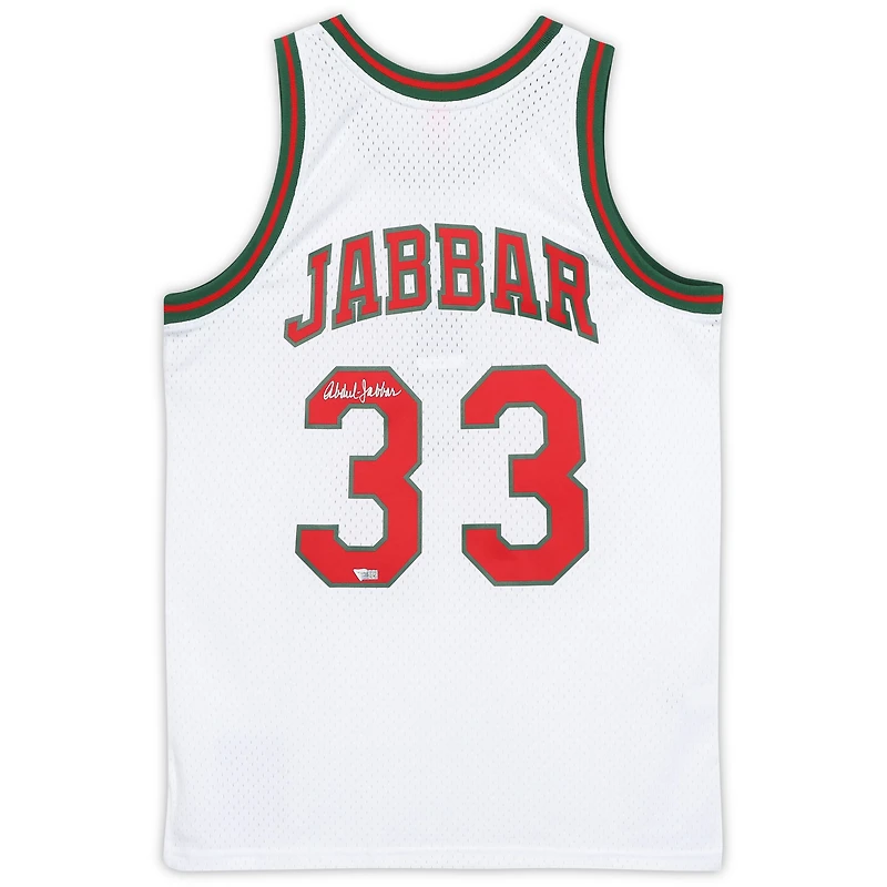 Kareem Abdul-Jabbar Milwaukee Bucks Autographed White Mitchell and Ness Replica 1971-72 Throwback Jersey