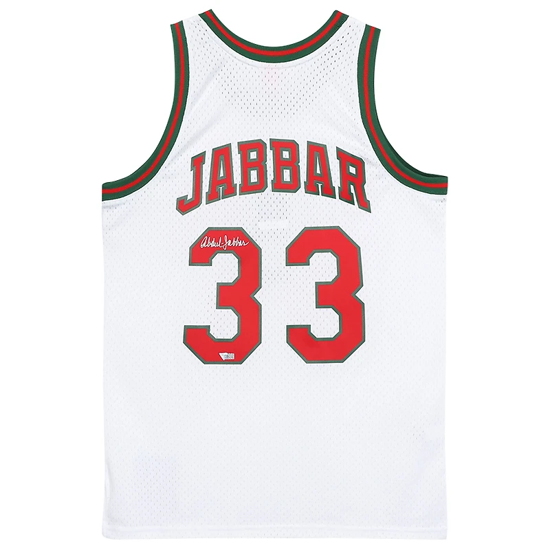 Kareem Abdul-Jabbar Milwaukee Bucks Autographed White Mitchell and Ness Replica 1971-72 Throwback Jersey