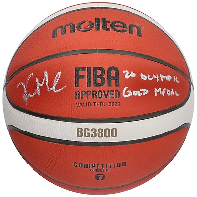 Khris Middleton Team USA Autographed Molten Olympic Basketball with "20 Olympic Gold Medal" Inscription