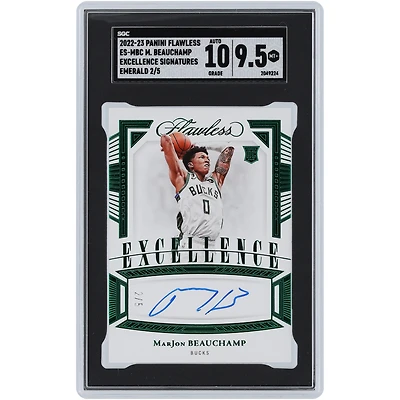 MarJon Beauchamp Milwaukee Bucks Autographed 2022-23 Panini Flawless Excellence Emerald #ES-MBC #2/5 SGC Authenticated 9.5/10 Rookie Card 