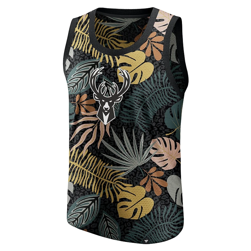 Débardeur tendance Rocker Step noir Milwaukee Bucks Fanatics pour homme