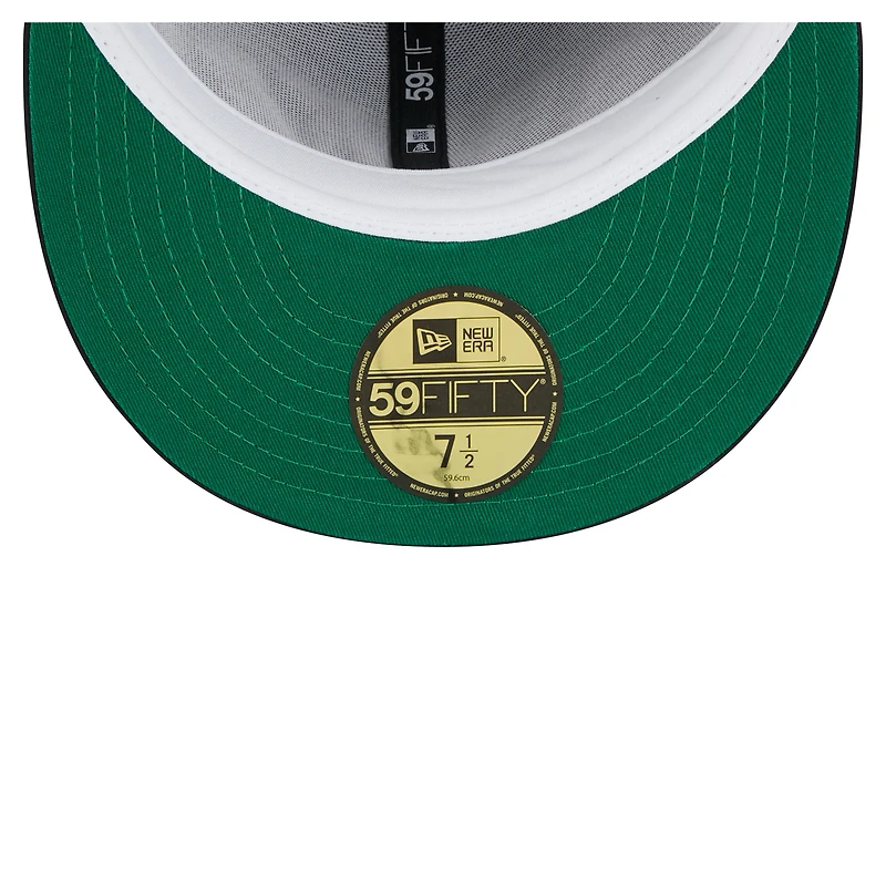 Men's New Era  Hunter Green/Black Milwaukee Bucks Throwback Satin Vintage Pin Two-Tone 59FIFTY Fitted Hat