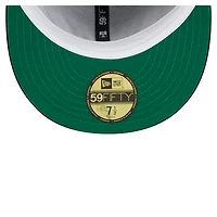 Men's New Era  Hunter Green/Black Milwaukee Bucks Throwback Satin Vintage Pin Two-Tone 59FIFTY Fitted Hat