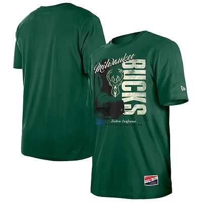 Men's New Era  Hunter Green Milwaukee Bucks Distressed Throwback Vintage Color Pack T-Shirt