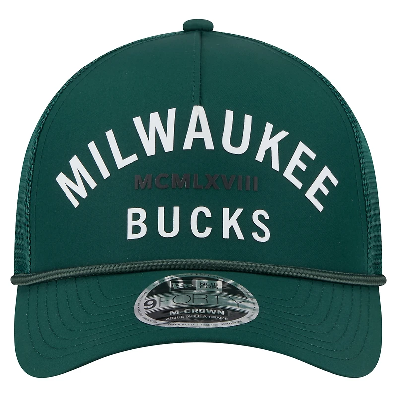 Men's New Era  Hunter Green Milwaukee Bucks Minimalist 9FORTY M-Crown Adjustable Hat