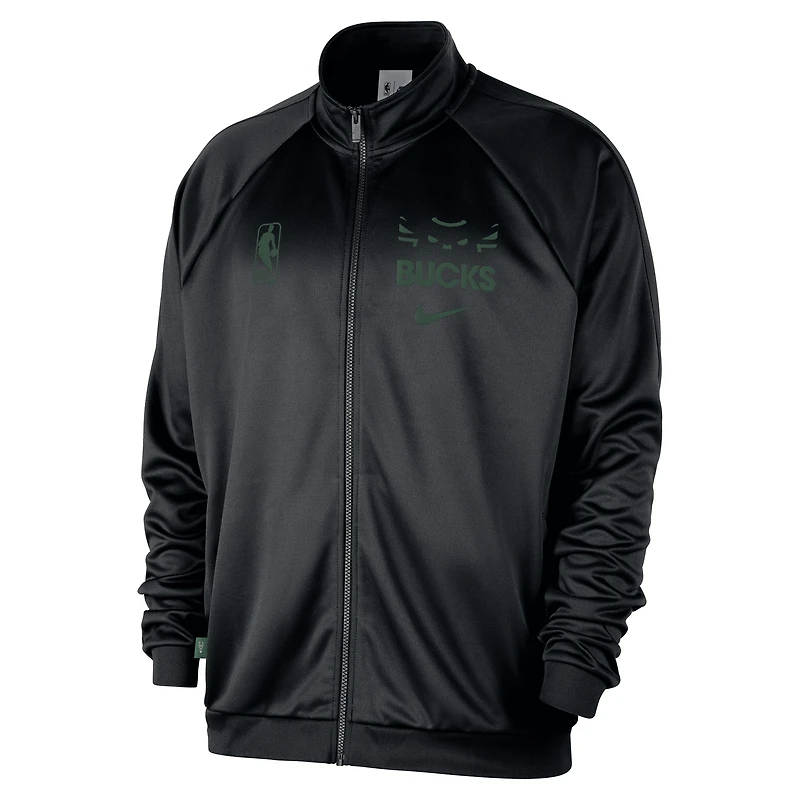 Veste de survêtement entièrement zippée Nike Milwaukee Bucks Courtside Pique Club pour homme noire