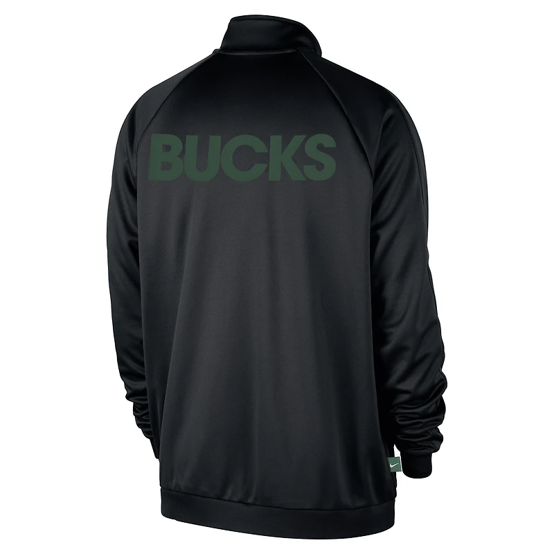 Veste de survêtement entièrement zippée Nike Milwaukee Bucks Courtside Pique Club pour homme noire