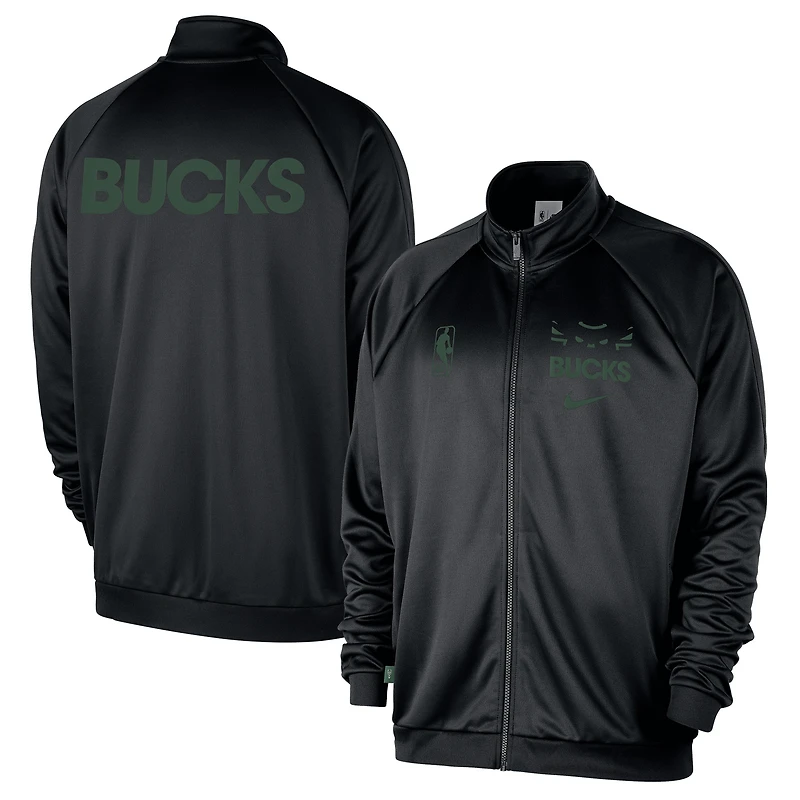 Veste de survêtement entièrement zippée Nike Milwaukee Bucks Courtside Pique Club pour homme noire
