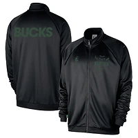 Men's Nike  Black Milwaukee Bucks Courtside Pique Club Full-Zip Track Jacket