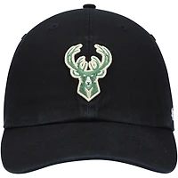 Men's '47  Black Milwaukee Bucks Core Logo Clean Up Adjustable Hat