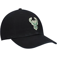 Men's '47  Black Milwaukee Bucks Core Logo Clean Up Adjustable Hat